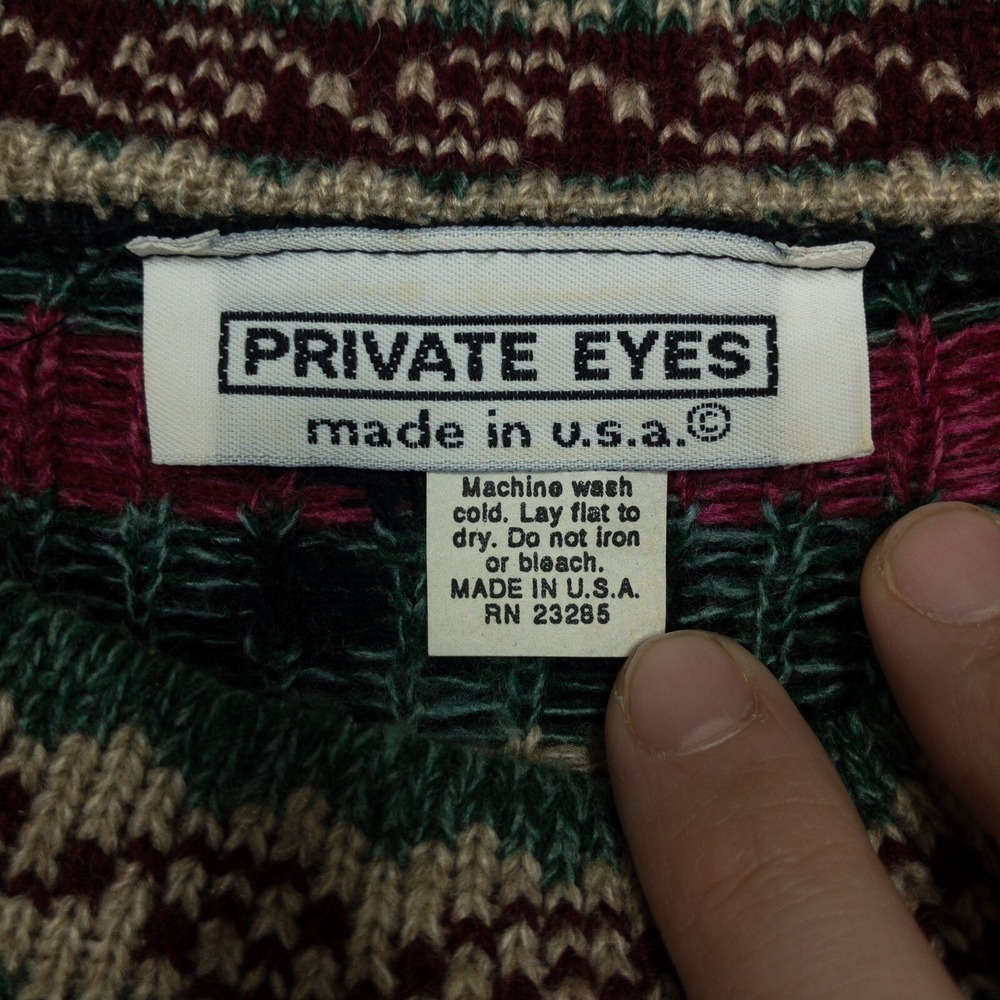 Vintage Private Eyes Sweater Black Floral Tunic Women's Size XL Cottagecore 80s - Picture 6 of 11